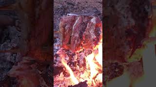Cooking Meat on a Hot Stone: The Ultimate Forest Feast #wildcooking, #shorts #survival,