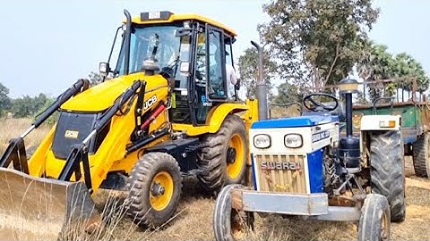 New Jcb 3dx Eco Machine Loading Red Mud In Mahindra and Swaraj Tractor | Jcb and Tractor Cartoon