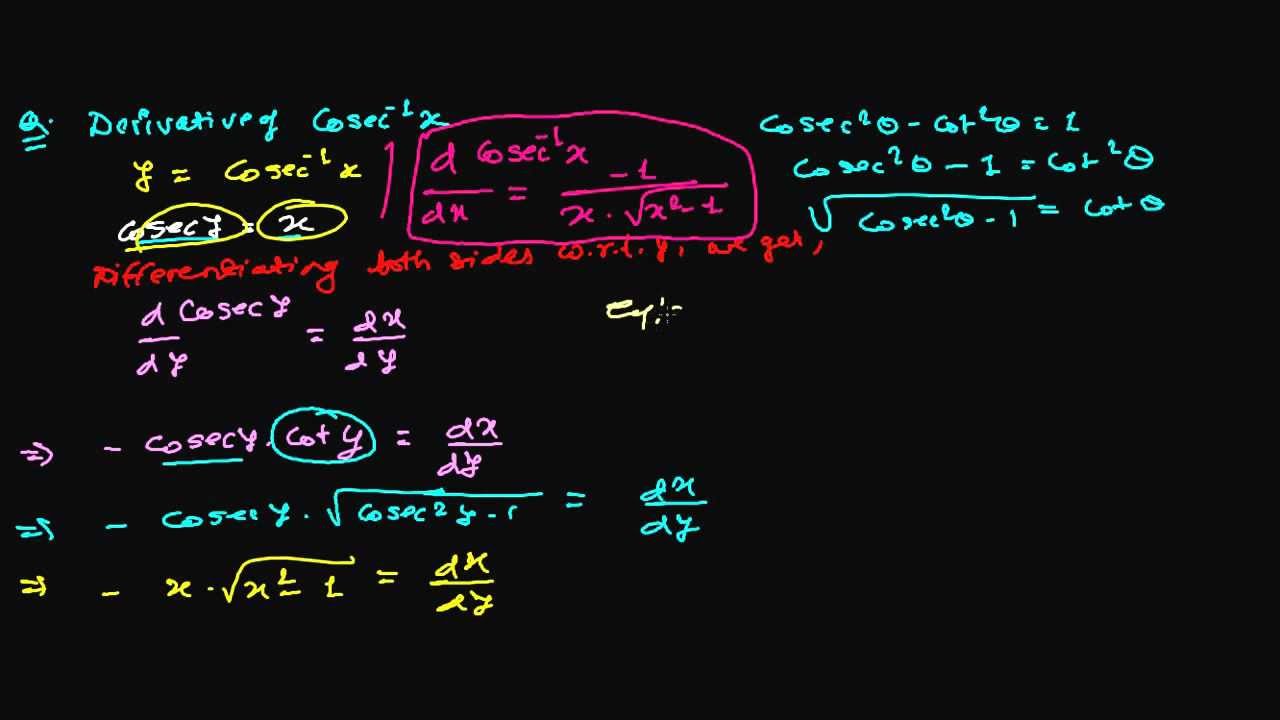 Derivative Of Cosec Inverse Function Derivative Of Inverse Circular Derivative Of Cosec Inverse Function Derivative Of Inverse Circular