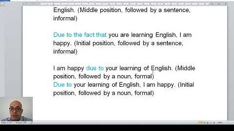 Conjunctions 10 Because and Due to Owing to