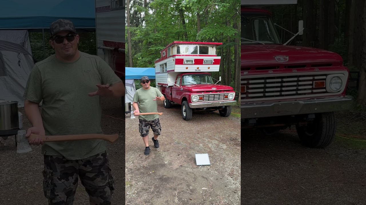 Vintage Camping Combo - 63 Ford F250  & Del Rey Sky Lounge #shorts #camping #vintage