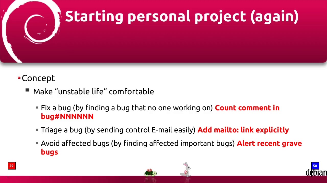 Experiment about Debian's bug tracking front-end