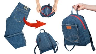 How to sew a cute mini backpack from old jeans easily! Miarti 🧵✂️