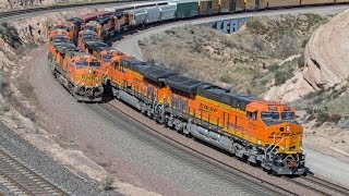 4K: BNSF and Union Pacific Freight Trains in the Cajon Pass - Foreign Power, CNW Leader, & More!