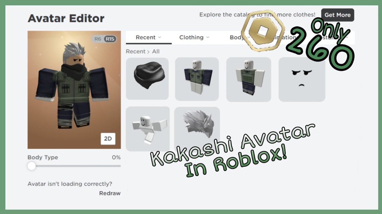 How To Make Kakashi Avatar In Roblox Youtube - why won't my roblox avatar load