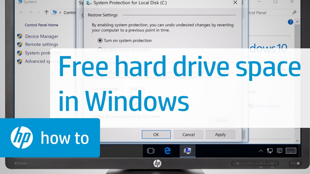 Adjusting System Restore Settings to Free Hard Drive Space in Windows