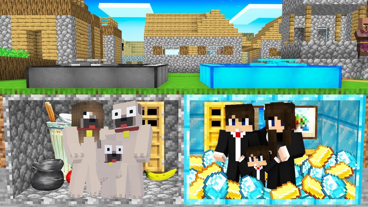 Kiis Szegény Család Bunker vs Dani Gazdag Család Bunker Túlélő Kihívás a Minecraftban!