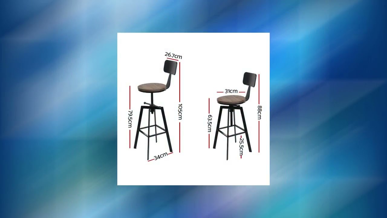 New Set of 2 Vintage Bar Stools Retro Kitchen Bar Stool Industrial Chairs Rustic