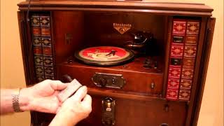 1928 Victor Victrola Electrola VE7-26X Serial 4336 Playing AM, mp3 and Vogue picture disc