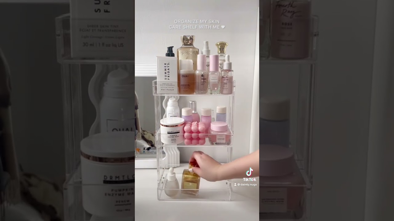 Organize my skincare shelf with me
