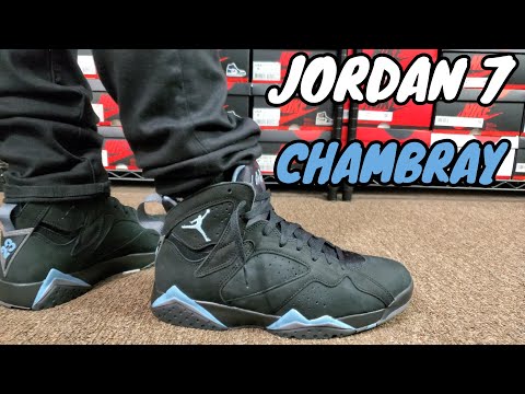 NIKE★JORDAN SUPER PLAY★CHAMBRAY/DARK BLUE GREY AIR JORDAN 7 CHAMBRAY REVIEW & ON FEET - YouTube