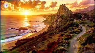 Relaxing Music ✨ | Tropical Golden Hour Coastal Path | Ocean Sunset Ambience