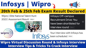 Infosys 20th Feb Exam | Wipro 25th Feb Exam Results Declared⚡ Started Sending Interview Mail for All