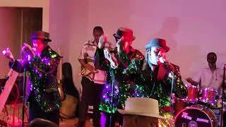 Crosswind singing "Welcome To The Club", backed by The Unit Band at Wine Down Wednesdays.
