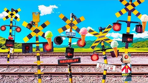 Japan Fumikiri Train🚦 Railroad crossing Fumikiri Animation |  Train Passing | signal cartoon, 踏切カンカン