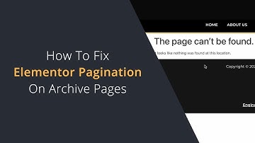 Elementor Pagination Not Working - The Page Can