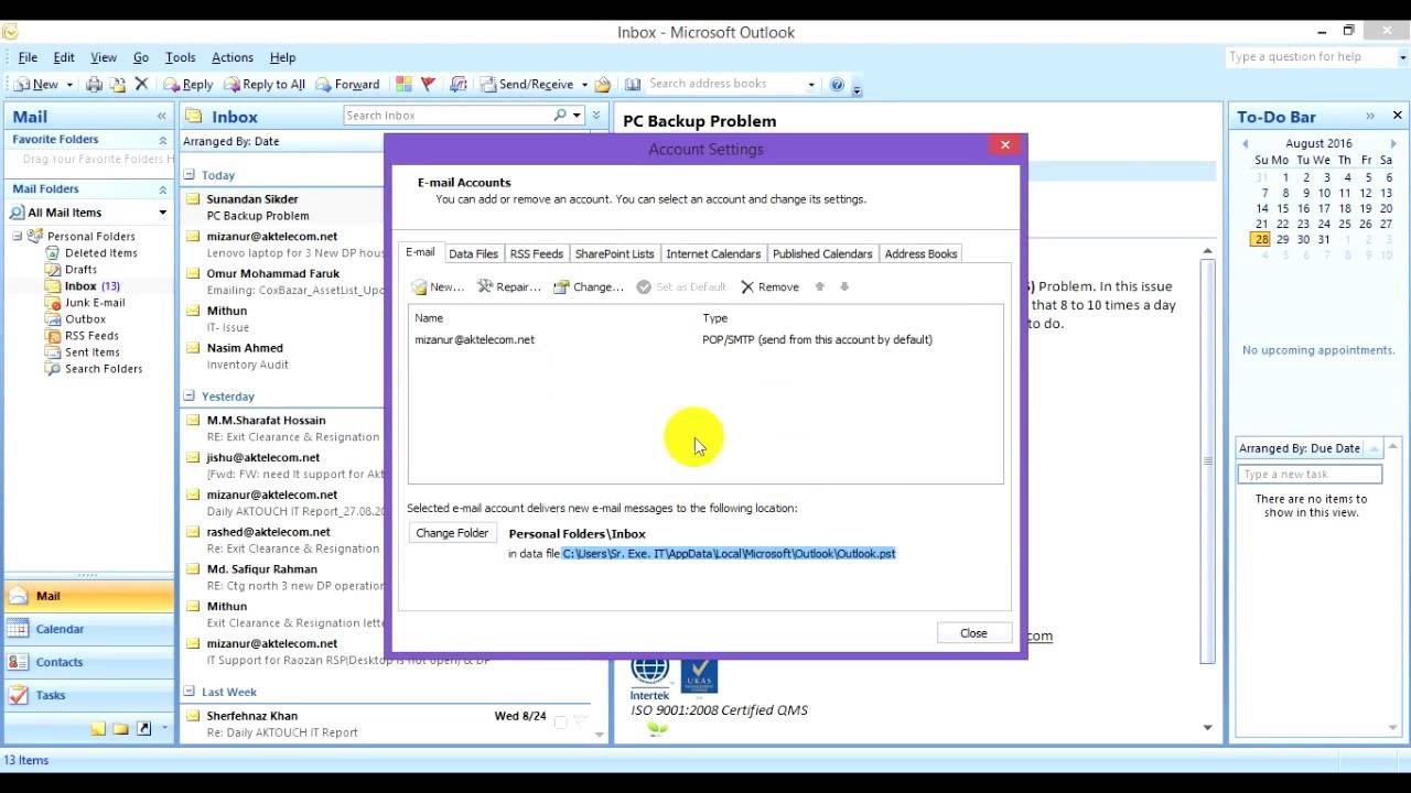 How To Configure An Email Account In Outlook 2007 YouTube