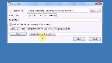 Run as Date - Tell programs to run as a specified date.