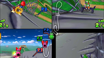 Mario Kart Double Dash!!: DK Mountain 3 player Netplay race 60fps