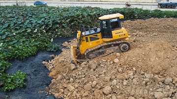 Incredible New Land Filling Project Operation Big Dozer SHANTUI DH17B2 Push Soil Stone Leveling