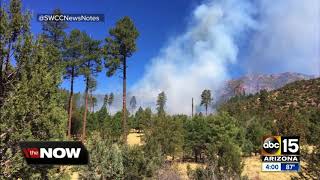 The knoll fire was burning away from payson and 25 acres, according to
tonto national forest.