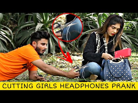 Cutting Girls Earphones, Then Giving Them Airpods Prank @ThatWasCrazy