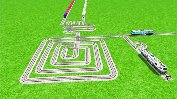 FIVE TRAINS PASSING THROUGH ON BIGGEST ROTATION RAILROAD TRACKS NETWORK RAILROAD RAILWORK BEANG 