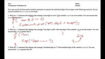 Java - If Statement Worksheet #2