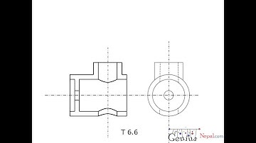 Engineering Drawing Tutorials/Orthographic sectional views with front and side view (T 6.6)