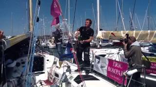 Ambiance ponton lors de l'arrivée de Corentin