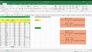 MENCARI VARIANSI DAN STANDAR DEVIASI DENGAN MS. EXCEL (Data Tunggal)