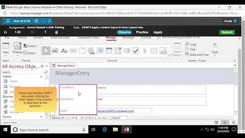 MindTap - Cengage Access how to apply a control layout in Form Layout view