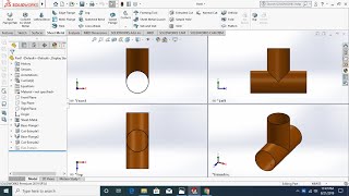 Layout Development of pipe branch 90 degree in solidworks