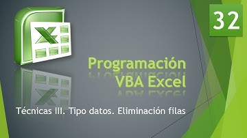Curso VBA Excel  Técnicas III  Tipo datos y eliminación filas  Vídeo 32