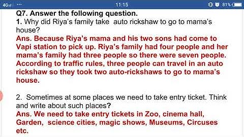 Std. 4 Env. chapter 8 Riya reached uncle