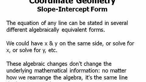 Coordinate Geometry: Slope Intercept Form