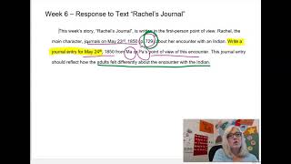 Week 6 - Response to Text Rachel's Journal
