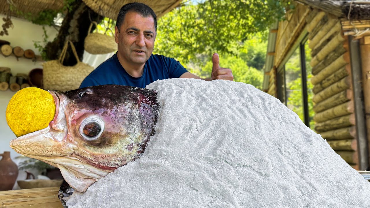 ⁣A Huge Fish Baked In A Salt Shell From The Reservoirs Of The Azerbaijani Village