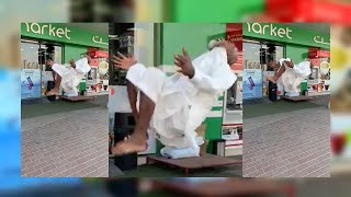 Old man in Dubai impressively does 2 backflips in 9 seconds