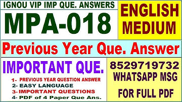 MPA 018 Previous Year Question Paper in English | mpa 018 important questions with answer