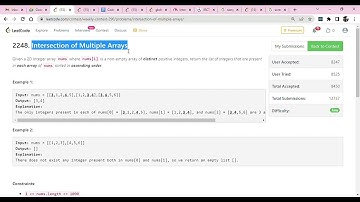Leetcode-2248 | weekly-contest-290 | Intersection of Multiple Arrays #leetcode #Hindi #English