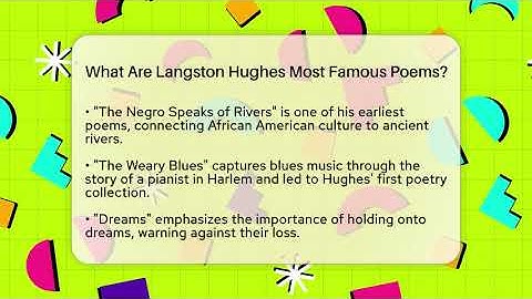 What Are Langston Hughes Most Famous Poems? - The Prose Path