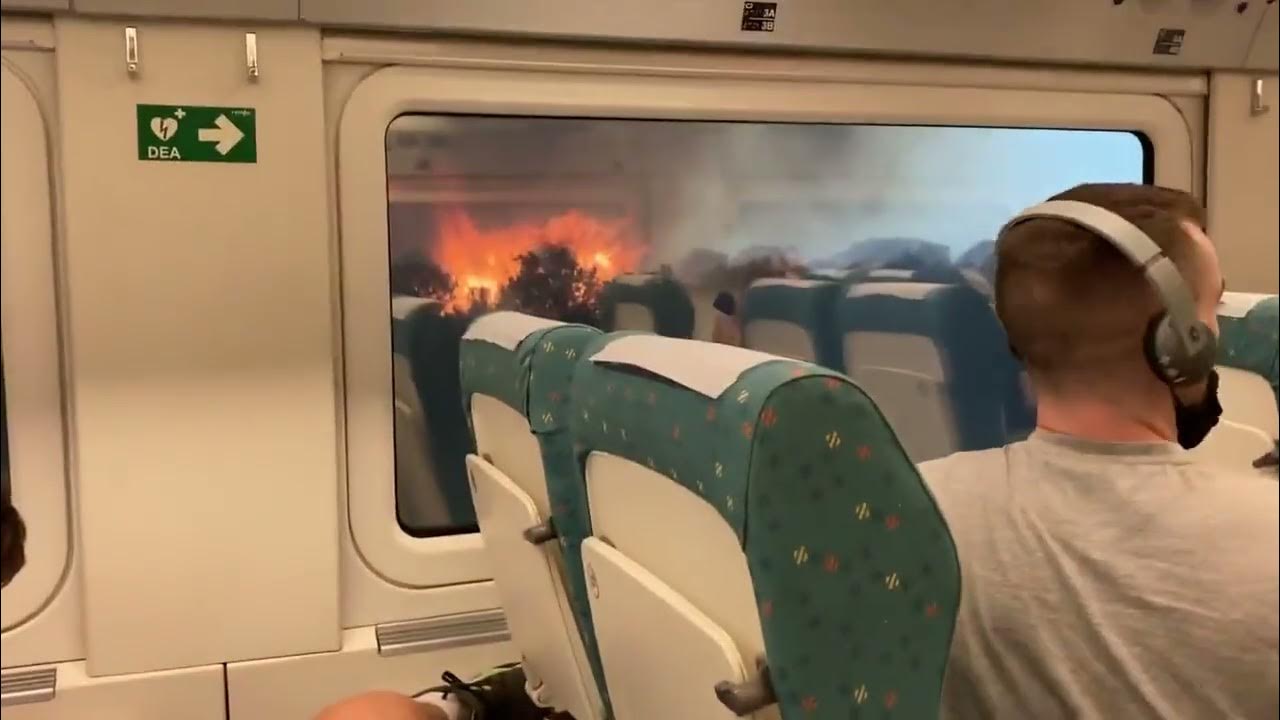 Train Surrounded by Wildfires in Spain! shorts spain wildfire fire