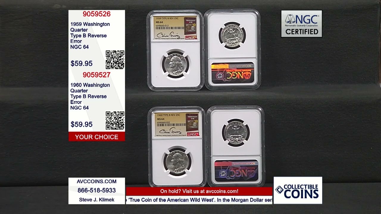 1959 & 1960 Washington Quarter - Type B Reverse Error - NGC 64