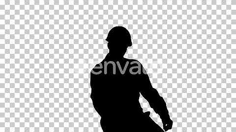 Silhouette Construction worker in helmet dancing, Alpha Channel | Motion Graphics - Envato elements