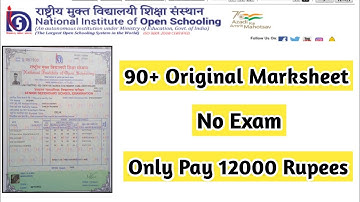 Nios 90+ Marks No Exam Only Pay 12000 Rupees | Task Is Helping (NIOS) #nios #marksheet #admission