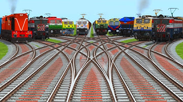 TEN RAILS PASSING FOR CURVED BRANCHED RAILROAD TRACKS RISKY RAILROAD TRACKS/ Train wold4 