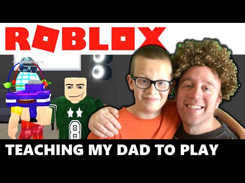 teaching our dad how to play roblox