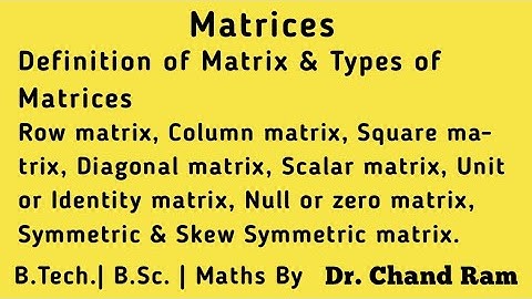 Matrices: Introduction and Types of Matrices.