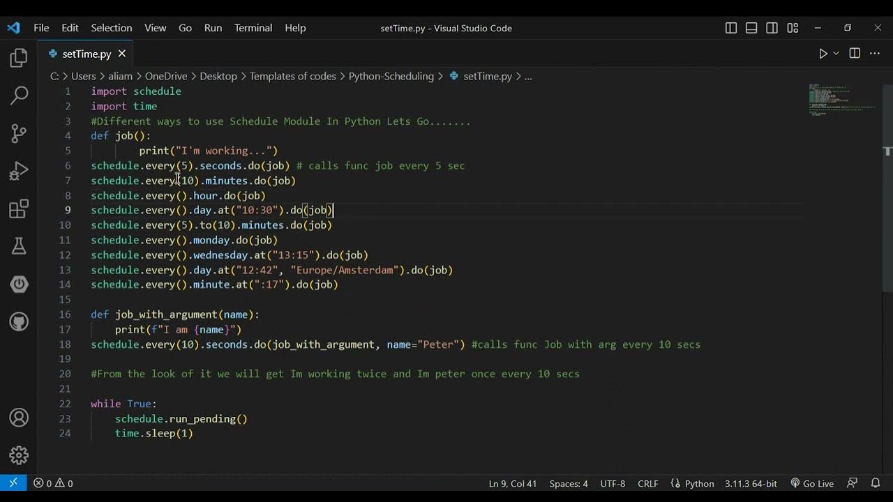 Schedule Module in Python || Intervals based calls || performs tasks at ...